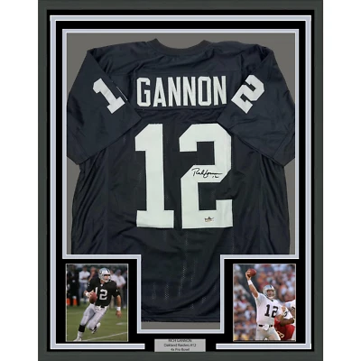 Camiseta deportiva autografiada por facsímil Rich Gannon 35x39 Oakland LV negra reimpresión Foto 1 de 2