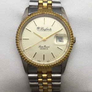 Dufonte Lucien Piccard Watch Men 33mm Silver Gold Two Tone New Battery 6.75" - Picture 1 of 14