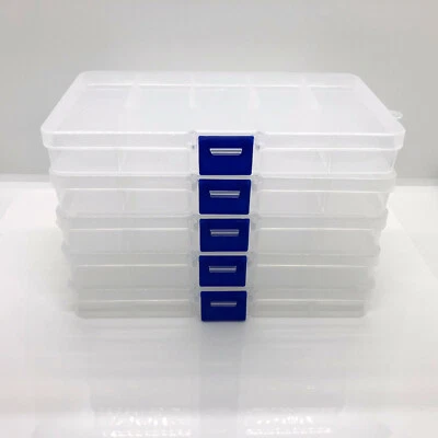 5-Pack Jewelry Box Clear Plastic Bead Storage Container Earrings Organizer Grids - Image 1 of 4