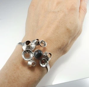 Agate Modernist Biomorphic Sterling Silver Bracelet One of a Kind Artisan Space - Bild 1 von 6