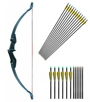 57 in Ambidextrous Right Left Hand Takedown Recurve Bow 12Pcs Carbon Arrows Set - Image 1 of 4