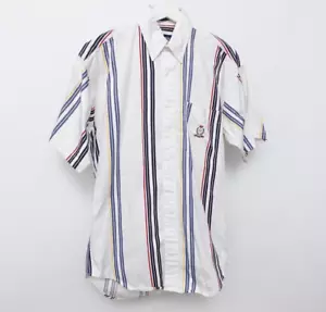 Vintage 90s Chaps Ralph Lauren Colorblock Vertical Striped Button Up Shirt Small - Picture 1 of 12
