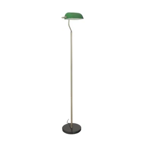 Green Banker Antique Brass Floor Lamp - Picture 1 of 3