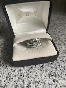 14K White Gold 1.5-2 Ct Diamond Ring w/ Princess Cut Center & Diamond Enhancer - Picture 1 of 8