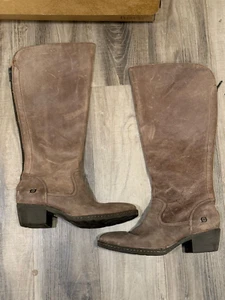 Born Boots SZ 8.5 NWT Bitsy TAUPE Leather Tall Riding Boot Rubber Sole BARNWOOD - Picture 1 of 19