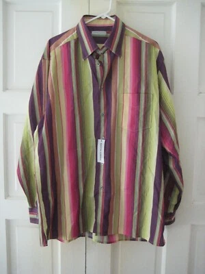 MEN'S Large MARTIN GORDON COLLECTION long sleeve stripes 100% cotton  SIZE LARGE - Image 1 of 4