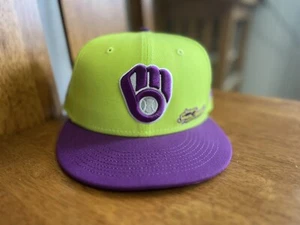 HTF Milwaukee Brewers New Era Size 7 1/2  Big League Chew Sour Apple - Picture 1 of 6