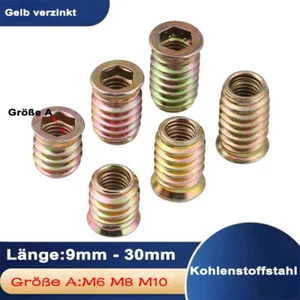 Einschraubmuffen Muffen Einschraubmuttern Gewindemuffe Sechskant Gelb verzinkt - Bild 1 von 14