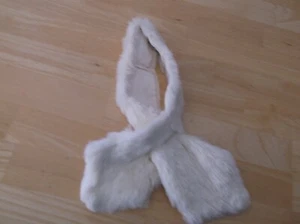 Antique Vintage 1940's Handmade White Rabbit Fur Collar 27" long - Picture 1 of 4