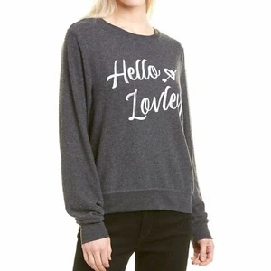 NUEVO CON ETIQUETAS Wildfox Hello Lovely Sudadera de Playa Suelta Gris Oscuro Para Mujer Pequeña - Imagen 1 de 7