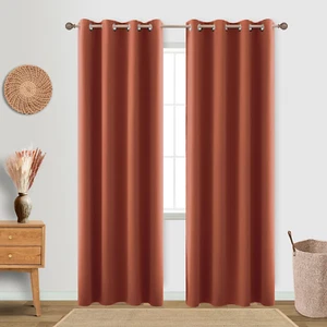 Burnt Orange Blackout Curtains for Living Room 2 Panels Set 84 Inches Long Gromm - Picture 1 of 8