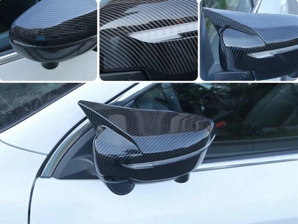 Cubierta de espejo retrovisor de fibra de carbono con bocina de buey deportiva para Nissan Rogue Rogue Foto 1 de 4