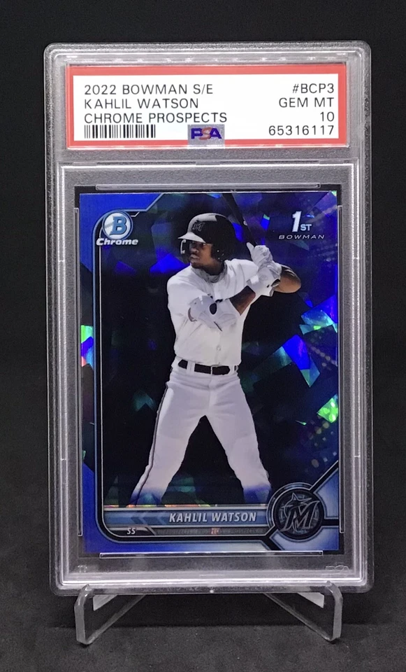2022 Bowman Chrome Sapphire Kahlil Watson Prospect #3 PSA 10 GEM MT - Image 1 of 1