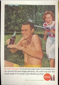 Coca Cola Advertisement - Vintage 1960 Coke Soda Pop Bottle Swim Trunks Print Ad - Picture 1 of 2