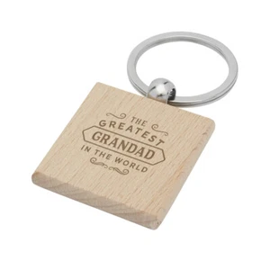 Grandad Birthday Gift Key Ring Engraved Wooden Grandad Keyring Keepsake Present - Picture 1 of 1