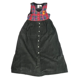 Winnie the Pooh Sleeveless Dress Eeyore Piglet Womens Small Cordurory Plaid VTG - Picture 1 of 9