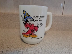 Anchor Hocking Mickey Mouse Milk Glass Mug Disney Fantasia 1940 Pepsi Collector - Picture 1 of 5