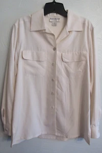 Barry Bricken Sport Ivory 100% Silk Natural Shell Button L/S Blouse Shirt XS - Picture 1 of 5