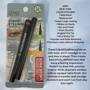 IZME New York LIQUID Eyeliner Black Waterproof Super Long-lasting 24HR Twin Pack - Picture 1 of 4