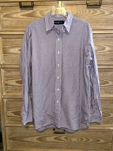 Ralph Lauren Purple Gingham Button Down Long Sleeve Shirt Men’s Size Large EUC - Picture 1 of 3