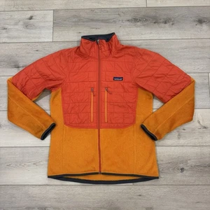 Patagonia Nano Puff Hybrid Jacket Mens Medium Orange Fleece PrimaLoft Full Zip - Picture 1 of 11