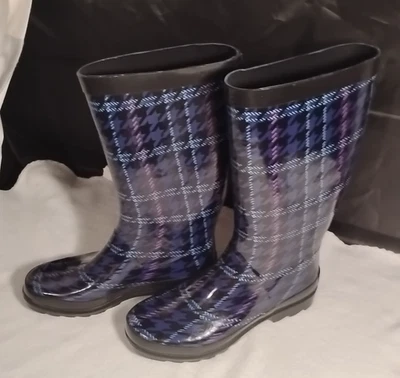 Botas de lluvia altas impermeables para mujer Sugar Raffles a cuadros talla 8M Foto 1 de 4