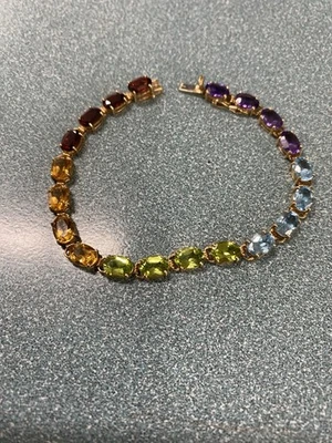 Pulsera de piedras preciosas multicolores 14K (9,2 g)  Foto 1 de 4