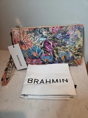 NWT Brahmin Daisy Lasso Floral Perennial EYE Wristlet Clutch Dustbag  - Image 1 of 4