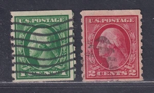 United States Scott 412-413 Used 1912 1¢/2¢ Perf 8½ Vert Coil S/L Wmk SCV $90 - Picture 1 of 2