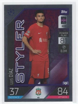 2022 Topps Match Attax Styler Luis Diaz Liverpool FC #41 - Image 1 of 2