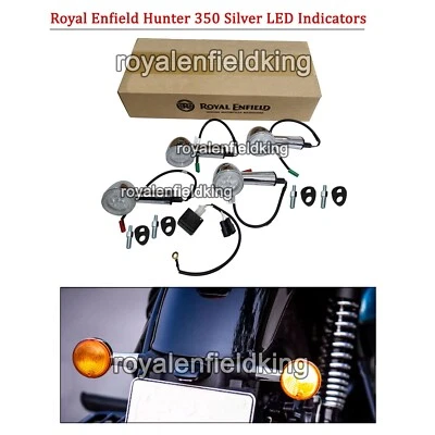 Kit Indicatori LED Anteriori E Posteriori Royal Enfield Hunter 350, Argento - Immagine 1 di 4