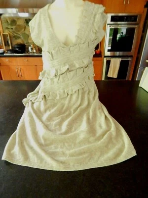 Vestido Suéter Tejido y Anudado Anthropologie Mezcla Lana Suave Filas de Volantes M Foto 1 de 4