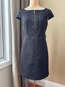 Ellen Tracy schwarz strukturiert Flügelärmel Etui vorne Reißverschluss Kleid Größe 4 Petite - Bild 1 von 4