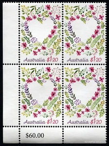 2023 Special Occasions Floral Heart LLC Value Block of Four MUH Stamp Australia - Picture 1 of 1