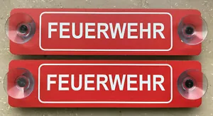 2 Aludibondschilder mit Saugnäpfen: FEUERWEHR Saugschild fürs Auto Kfz - Bild 1 von 1
