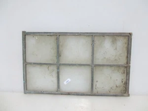 Vintage Copper Framed Glass Window Panel Antique Old Art Deco 14.5"x8.5" - Picture 1 of 14
