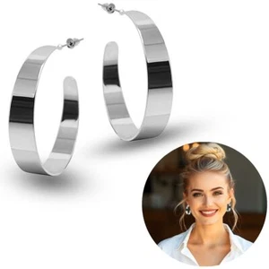 große Creolen Ohrringe Damen elegant auffallend Statement Ohrstecker silbern - Bild 1 von 7