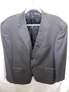 Daniel Cremieux Mens Suit Jacket Size 46R Gray Striped Ing Loro Piana Fabric - Picture 1 of 12