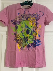 New Ed Hardy Kids Short Sleeve Shirt Pullover Size XL Youth Skull Pink NWT - Picture 1 of 6