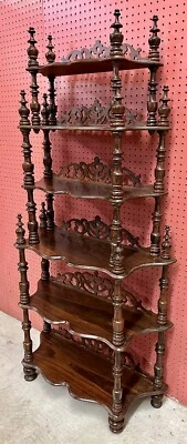 Antique American Carved Walnut Five Tier Waterfall Etagere Bookcase Circa 1900 - Image 1 of 4