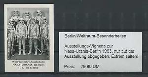 GERMANY S/S "NASA-URANIA-BERLINO 1963" FIERA SPAZIO ASTRONAUTA m0020 - Foto 1 di 1