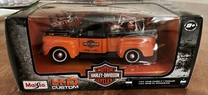 Maisto 1948 Ford F-1 Pickup Harley-Davidson FL Panhead Motorcycle Black & Orange - Picture 1 of 8