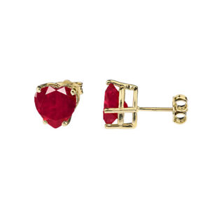 4 CTW Basket-Set Ruby Stud Earrings in 10K Gold (Choose your Metal Color)