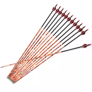 12 pz Musen 30"" Mix tiro con l'arco frecce mimetiche carbonio colonna vertebrale 500 frecce OD7,8 mm caccia - Foto 1 di 12