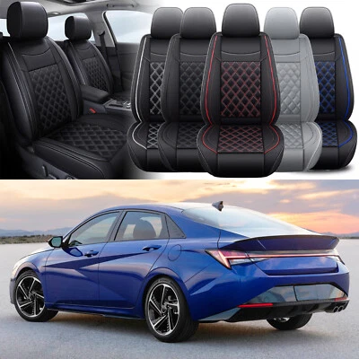 2/5 Full Set Car Seat Cover Front + Rear Cushion PU Leather For Hyundai Elantra - Image 1 of 4