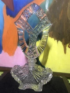 Vintage Czechoslovakian Cut Crystal Perfume Bottle TALL Rare Art Deco - Picture 1 of 12