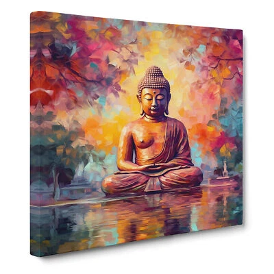 Buddha Impressionism Canvas Wall Art Print Framed Picture Home Office Decor - Image 1 of 4