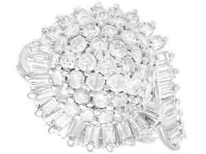 Art Deco 3.37ct Diamond and 18ct White Gold Cluster Ring - Picture 1 of 9