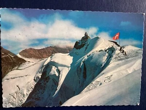 Postcard Jungfraujoch Switzerland Bernese Alps Top of Europe flag Posted 1966 A8 - Picture 1 of 2
