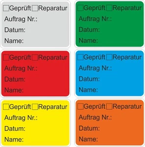Aufkleber Geprüft Reparatur mit Auftragsnummer 60 x 40 mm versch. Farben (1215) - Bild 1 von 7